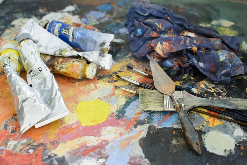 Artist painting in nature
